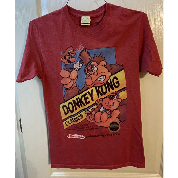 Red Donkey Kong/ Donkey Kong Jr  Nes Classic Video Game T Shirt Size Small - Picture 1 of 3